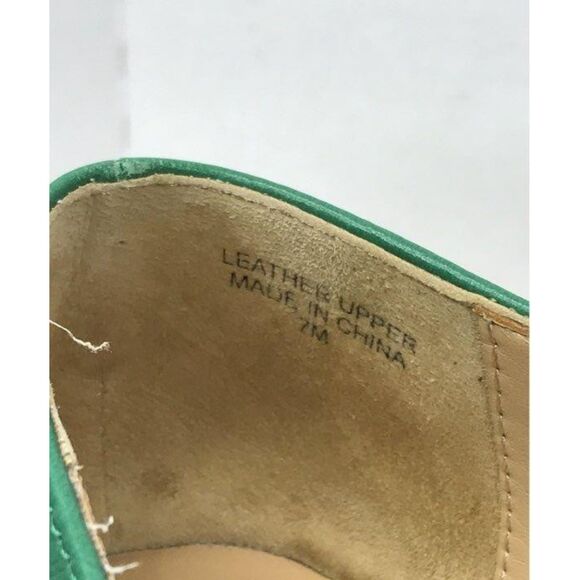 Talbots Francesca Tab Driving Moccasins - Pebbled Leather Green Slip-on Shoes -7 - Picture 8 of 11